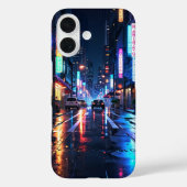 Neon Rainy City Case-Mate iPhone Hülle (Rückseite)