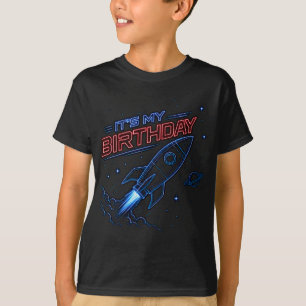 Neon-Raketen-Space-Birthday-Kinder-Grafik-T-Shirt T-Shirt