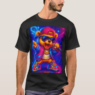 Neon-Rapper-Bär – Glow-in-the-Dark Hip-Hop-Straßen T-Shirt