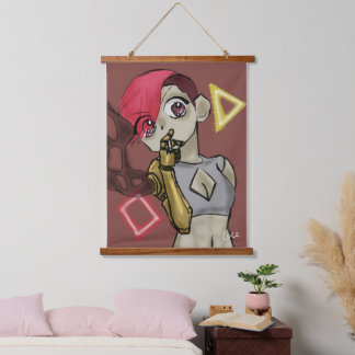 Neon-Rausch Wandteppich Mit Holzrahmen