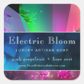 Neon Rave Inspiriert Crystal Artisan Product Label Quadratischer Aufkleber (Vorderseite)