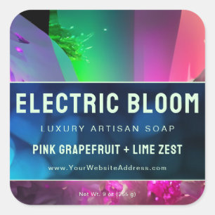 Neon Rave Inspiriert Crystal Blue-Produktkennzeich Quadratischer Aufkleber