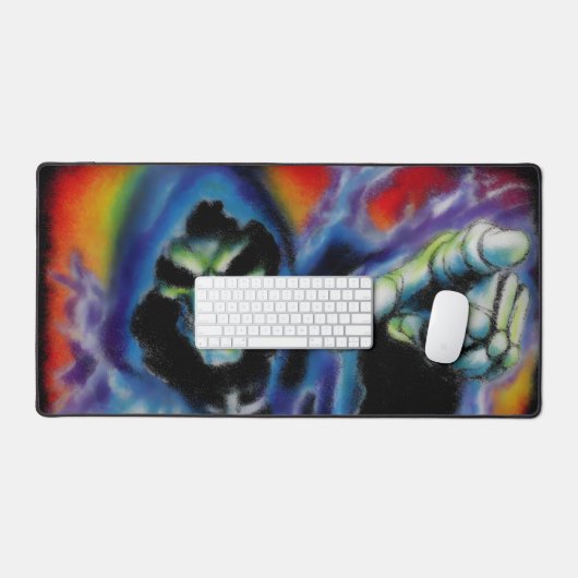 Neon Reaper Skull – Dark Fantasy Art Schreibtischunterlage (Tastatur & Maus)