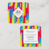 Neon Red Blue Yellow Glitzer Paint Makeup Quadratische Visitenkarte (Vorne/Hinten)