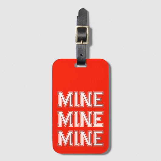 Neon Red Bold Mine Funny Luggage Tag Gepäckanhänger (Vorderseite Vertikal)