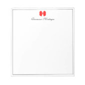 Neon Red Bow Border Script Custom Name Script Notizblock (Vorderseite)