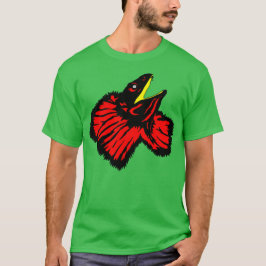Neon Red Frilled Nackenechard T-Shirt