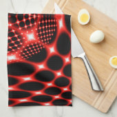 Neon Red Glob Fraktal Geschirrtuch (Viertel Falte)
