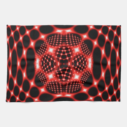 Neon Red Glob Fraktal Geschirrtuch (Horizontal)