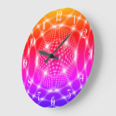 Neon Red Glob Fraktal Große Wanduhr (Winkel)