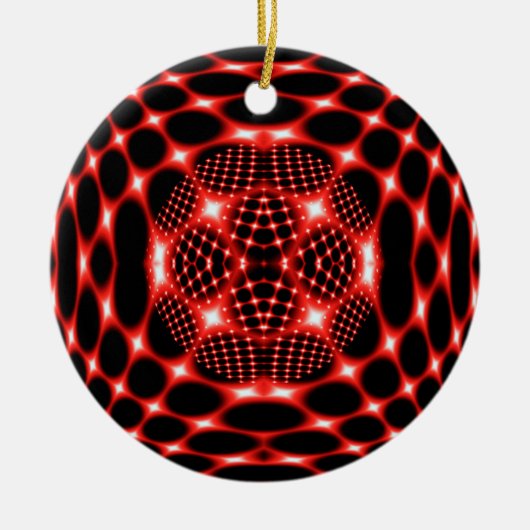 Neon Red Glob Fraktal Keramikornament (Vorne)
