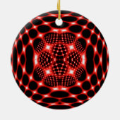 Neon Red Glob Fraktal Keramikornament (Hinten)