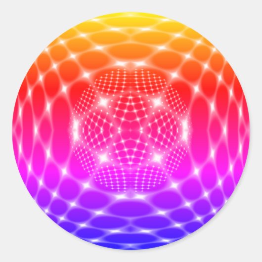 Neon Red Glob Fraktal Runder Aufkleber (Vorderseite)