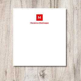 Neon Red Modern Chic Trendy Monogram Name  Notizblock
