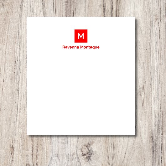 Neon Red Modern Chic Trendy Monogram Name  Notizblock