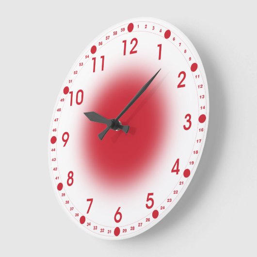 Neon Red on White Große Wanduhr (Winkel)