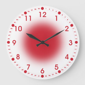 Neon Red on White Große Wanduhr
