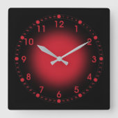 Neon Red Quadratische Wanduhr (Vorderseite)