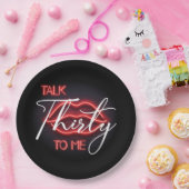 Neon Red Thirtieth Birthday Party Pappteller (Party)