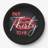 Neon Red Thirtieth Birthday Party Pappteller (Vorderseite)