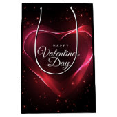 Neon Red Valentine Heart Amid Red Stars Mittlere Geschenktüte (Vorderseite)