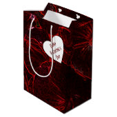 Neon Red Violas Medium Gift Bag Mittlere Geschenktüte (Rückseite Schrägansicht)