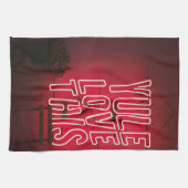Neon Red Weihnachten Liebe Diese Küche Geschirrtuch (Horizontal)