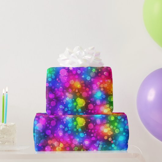 Neon-Regenbogen-Bokeh-Lichter Abstract Geschenkpapier (Partygeschenke)