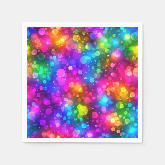 Neon-Regenbogen-Bokeh-Lichter abstrakt Serviette (Vorderseite)