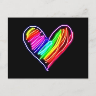 Neon-Regenbogen-Herz-T-Shirt Liebes-Pride-LGBQT-De Feiertagspostkarte