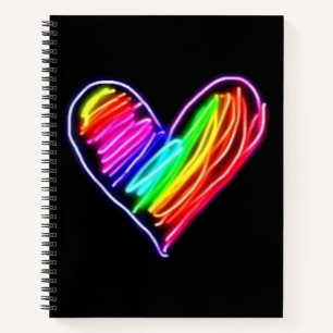 Neon-Regenbogen-Herz-T-Shirt Liebes-Pride-LGBQT-De Notizblock
