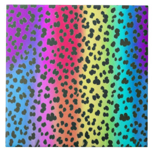 Neon Regenbogen Leopard Keramik Tile Fliese