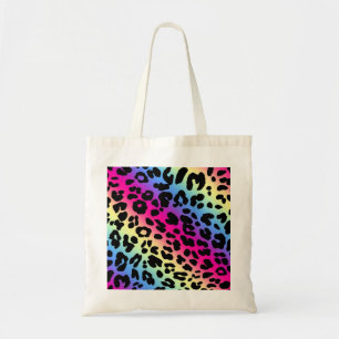 Neon-Regenbogen-Leopard-Muster - Druck Tragetasche
