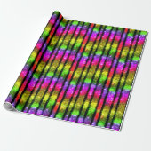 Neon-Regenbogen-Schimmer-Streifen Geschenkpapier (Ungerollt)