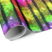 Neon-Regenbogen-Schimmer-Streifen Geschenkpapier (Rolleneckpunkt)