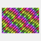 Neon-Regenbogen-Schimmer-Streifen Geschenkpapier Set (Vorderseite 3)
