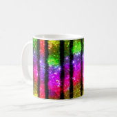 Neon-Regenbogen-Schimmerstreifen Kaffeetasse (Vorderseite Links)
