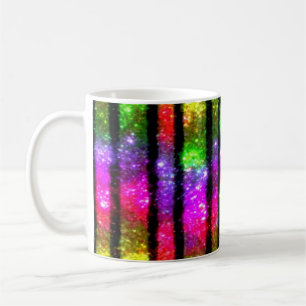 Neon-Regenbogen-Schimmerstreifen Kaffeetasse