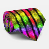 Neon-Regenbogen-Schimmerstreifen Krawatte (Gerollt)