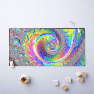 Neon-Regenbogen-Spiral-Fraktal-Abstrakte Digitale Schreibtischunterlage