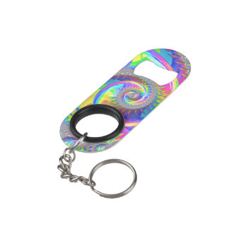 Neon-Regenbogen-Spirale-Fraktal-Abstrakte Digitale Mini Flaschenöffner