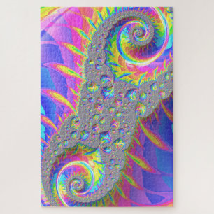 Neon-Regenbogen-Spirale-Fraktal-Abstrakte Digitale Puzzle