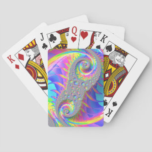 Neon-Regenbogen-Spirale-Fraktal-Abstrakte Digitale Spielkarten