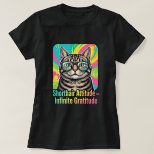 Neon-Regenbogen-Tabby-Katze-Sonnenbrille-Kunst T-Shirt
