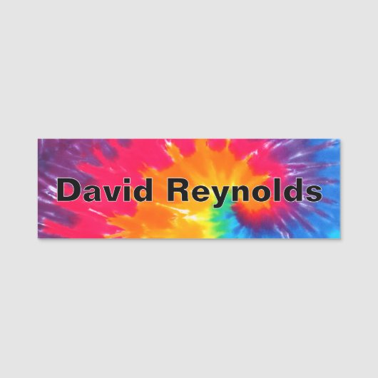 Neon-Regenbogen-Tie-Dye-Design Namensschild (Vorderseite)