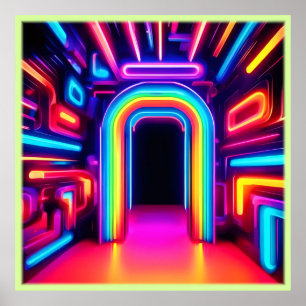 Neon-Regenbogen-Tor Poster