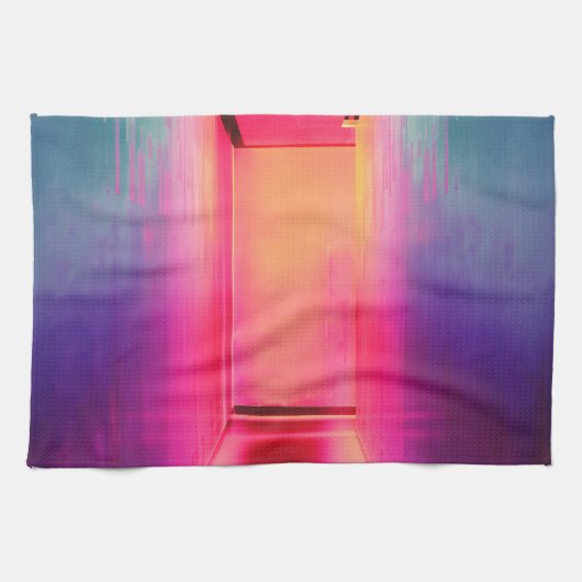 Neon Regenbogenhalle Geschirrtuch (Horizontal)