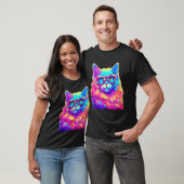 Neon-Regenbogenkatze mit Brille Abstrakte Helle P T-Shirt (Unisex)