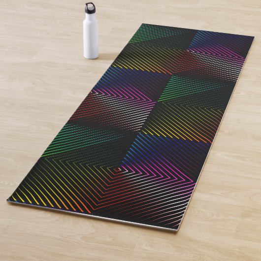 Neon-Regenbogenprisma auf Schwarz Yogamatte (Beispiel)