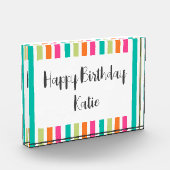 Neon Regenbogenstreifen spass Retro Fotoblock (Links)